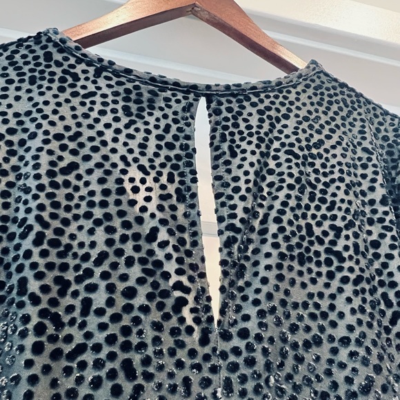 Black Velvet Leopard / Cheetah textured A-Line Dress with Sleeves - Picture 7 of 8